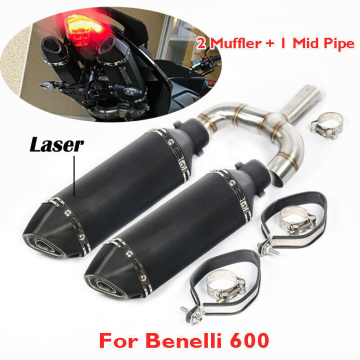 51mm Slip on Motorcycle Exhaust System Tip Muffler Middle Connect Link Pipe Whole Set For Benelli BN BJ TNT 600