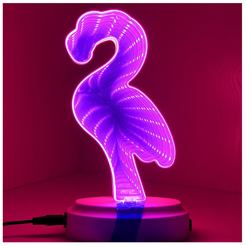LED Mirror Light Tunnel Neon Light 3D Wave Pattern Creative Night Light For Party Holiday Bedroom Game Room Decoration Neon Lamp