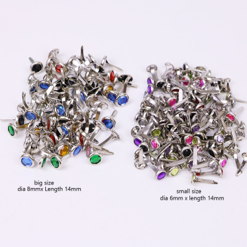 100pcs/lot colorful candy diamond color scrapbooking brads metal feet embellishment wedding decoration