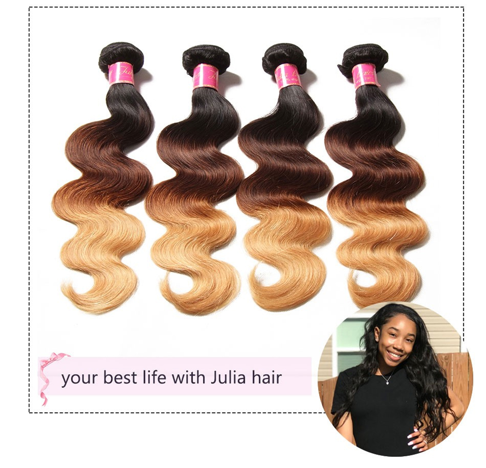 Brazilian Ombre Body Wave Human Hair Bundles 3 Tones Color 1B427 Ali Julia Colored Hair 16-26 Inches Ombre Human Hair Extensions