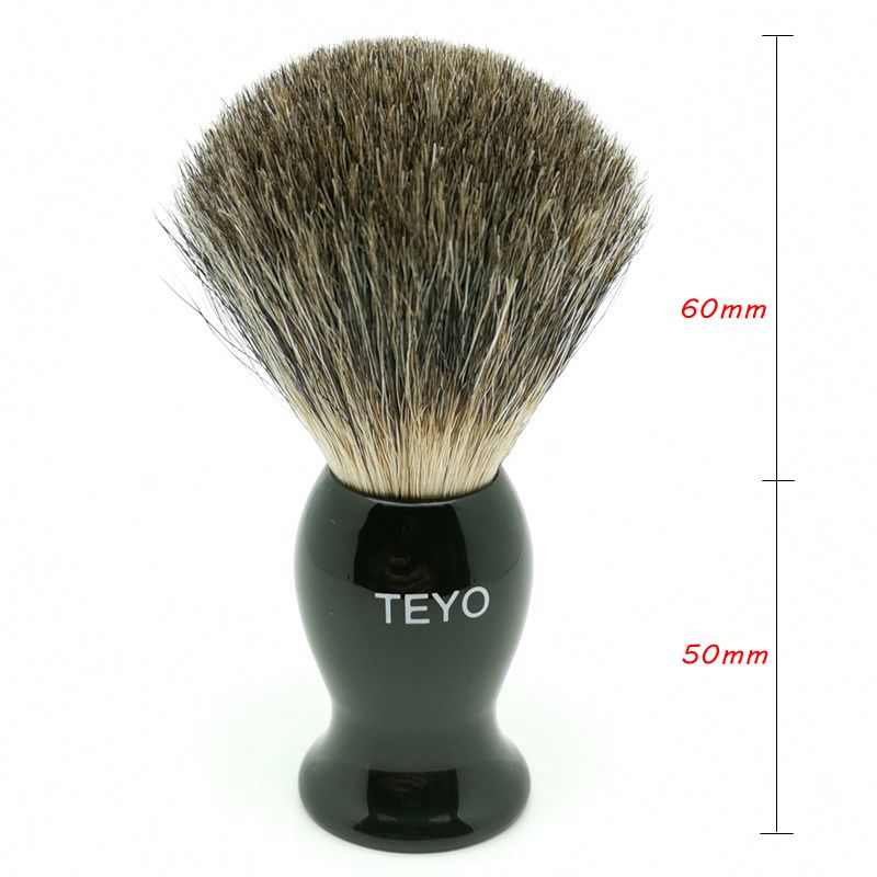 TEYO Pure Badger Hair Shaving Brush of Resin Handle Perfect for Man Wet Shave Cream Safety Double Edge Razor Beard Brush