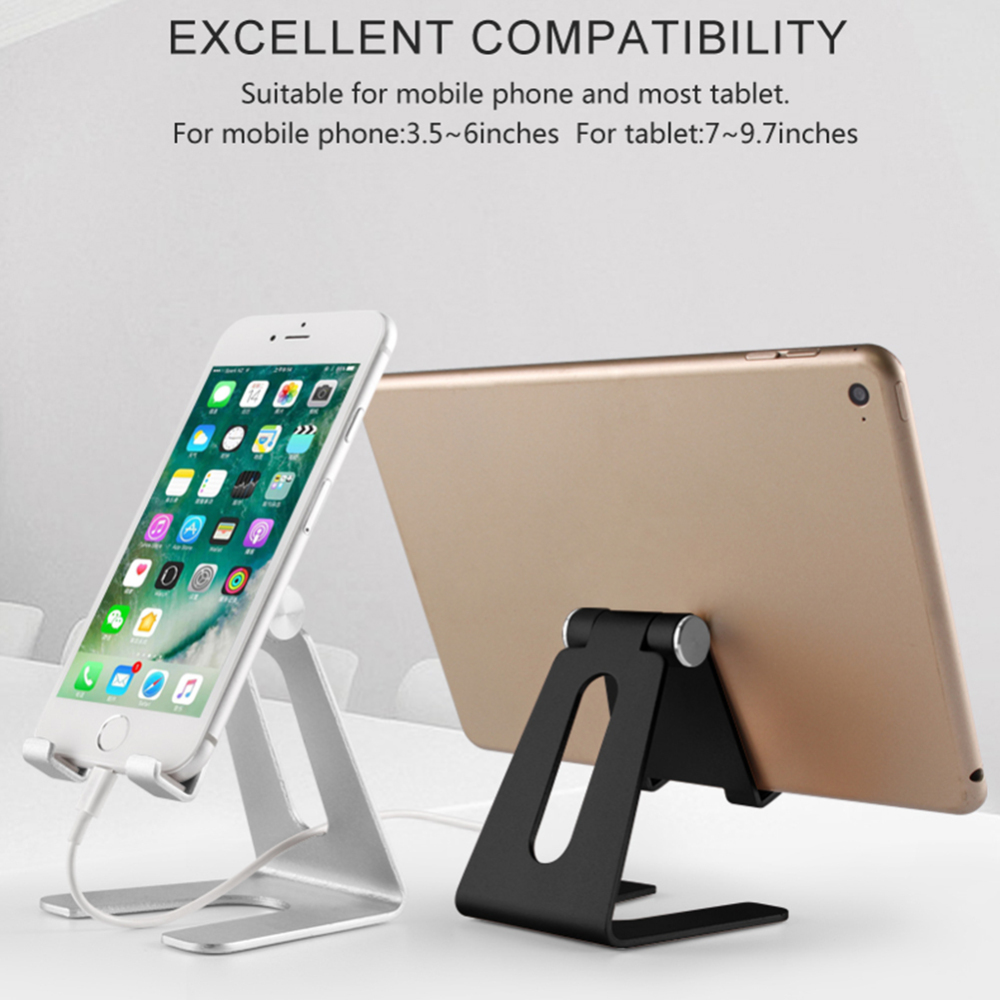 Foldable Aluminium Alloy Desktop Mobile Phone Holder Desk Stand Tablet PC Adjustable Phone Mount For iPhone iPad For Samsung