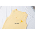 XS-XXL Spring Autumn Yellow Chick Sleeveless Knit Vests Pullovers V Neck Sweaters For JK School Uniform Student Clothes