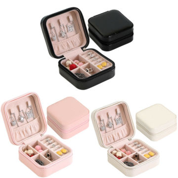 Portable Travel Jewelry Box Organizer Jewelry Ornaments Storage Case Earring Ring Necklace Storage Box Valentine's Day Gift