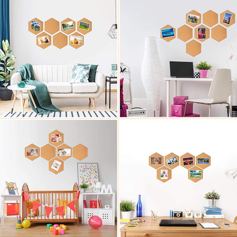 Nordic Style Message Wood Frame Bulletin Cork Board Home Hexagonal Square Circle Photo Wall Decor Office Home Decoration