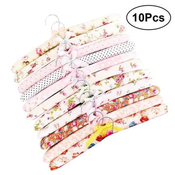 10pcs Coat hangers Flower Cloth Non-slip Wood Hangers Pastoral Cloth Hanger Non-Slip Clothes Hangers Drying Rack(Random Color)