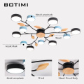 BOTIMI New Arrival Art DECO LED Ceiling Lights For Foyer Modern Gray Metal With Wood Bedroom Lamp Blue Black Rooms Light Fixture
