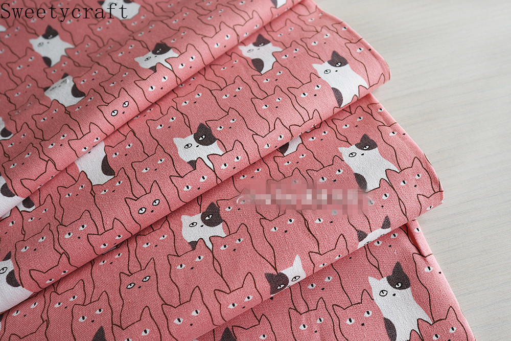 110x45cm Thick Fabric By Yard Patchwork Telas Tissu Costura Sewing Cotton Fabric Cartoon Cat Print DIY Handmade Bag Home Decor