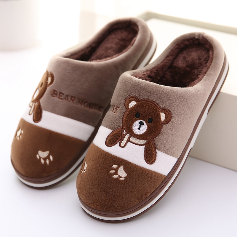 Girseaby Winter plush Slippers Women man house Shoes bear slippers Mules Shoes Woman Cartoon Flats indoor warm soft T323f