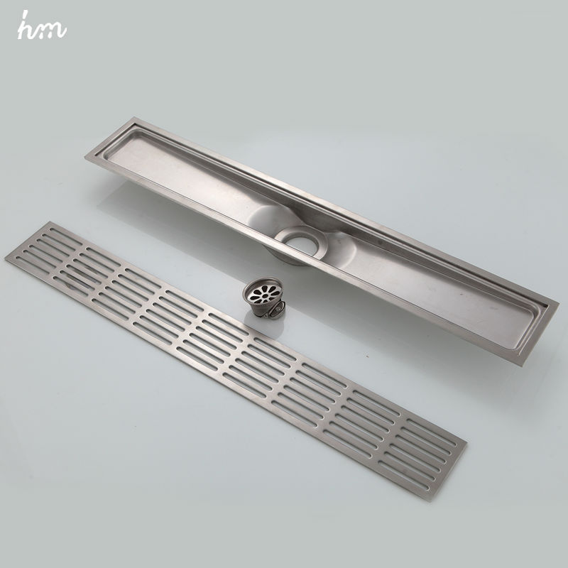 60*10cm Floor Drain "ZIPPER" Style Stainless Steel 304 Linear Shower Drain Vertical Long Drain Flange Bathroom Floor Drains