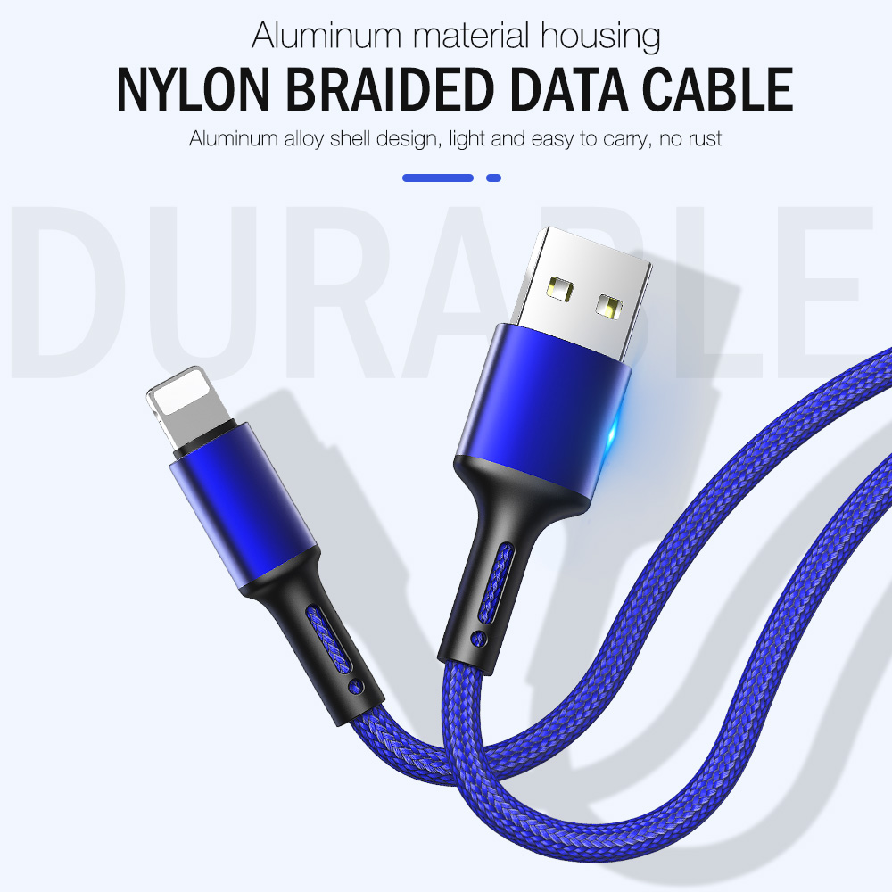 USB Cable For iPhone X XS Max 11 8 7 6 5 s 6s Plus Apple iPad Fast Charging Data Charger 2m 3m Mobile Phone Cord Short Long Wire