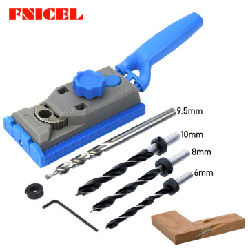 2 in 1 Woodworking Pocket Hole Jig Kit Set 9.5mm Drill For Scale Straight Hole Positioner Punching Tool