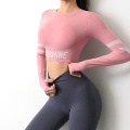 Peatacle Running Sports Top Women's Long Sleeve Yoga Clothes Sexy Quick Dry Fitness T-shirt Letter Workout Gym