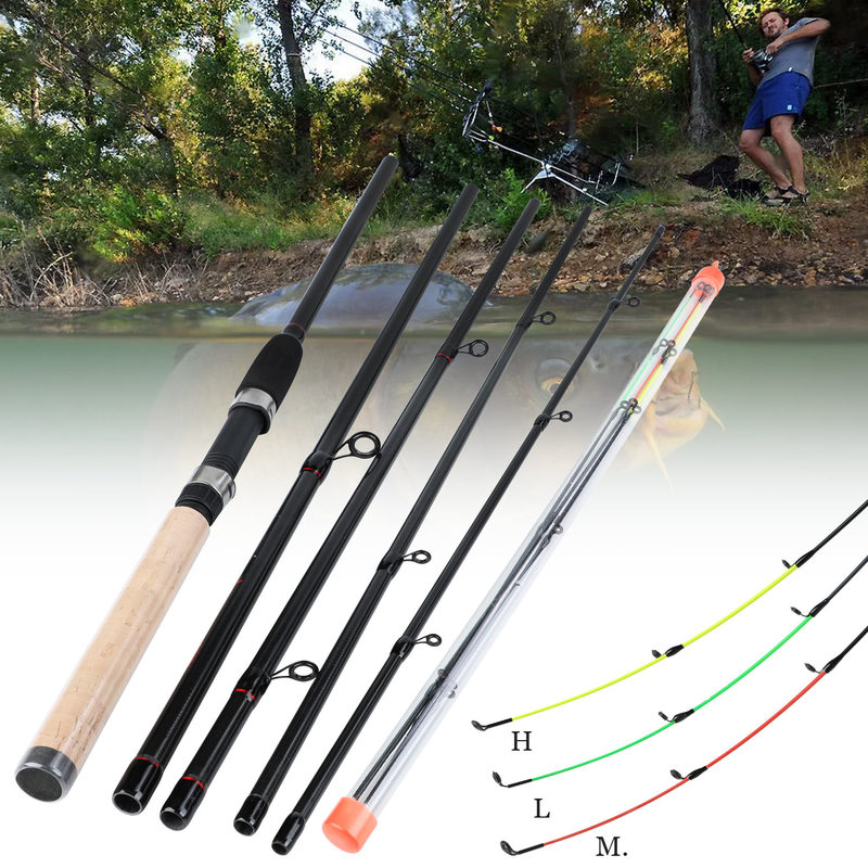 Sougayilang Portable 6 Section Fishing Rod Reel Set M Power Carbon Fiber Spinning Rod with13 +1BB Spinning Reels Combo Pesca