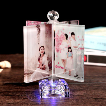 Rotated Windmill Crystal Photo Frame Home Desktop Stereo Glass Frame Desktop Picture Decorative Personalized Photo Album Gifts