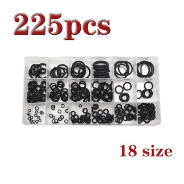 225 Pcs 18 Sizes Rubber O-Ring Sealing Gasket Washer Seal Assortment Set For Plumbing Automotive And Faucet Tap Repair