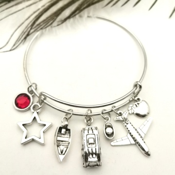 Birthstone Bracelet Mini Touring Car, Aircraft, Speedboat Ingot Pentagram Bracelet Party Gift Jewelry 9 Colors