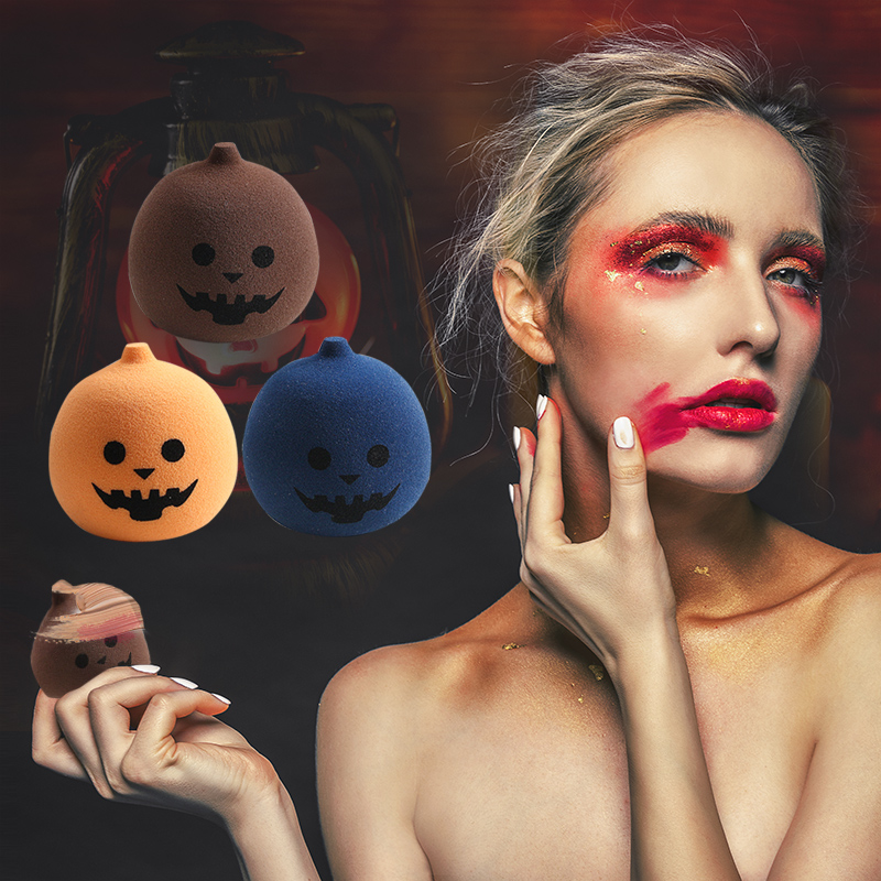 3 PCS Halloween Pumpkin Makeup Sponge Cosmetic Puff Facial Powder BB Cream Cosmetic Puff Foundation Sponge Puff Wet And Dry