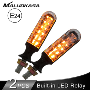 2PCS Motorcycle Turn Signals E-Mark E24 LED flashing Signal Flowing Water Built-in Relay 12LED Blinker Auto Indicators