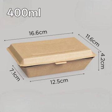 400ml  Hinged‑Lid Kraft Paper Takeaway Container