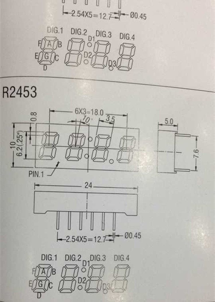 5pcs 0.25inch 7Segment 4-bits Clock LED Display Timer RED 4 Digital Numbers LED Signs Display Cube Clock LED Displays Cathode