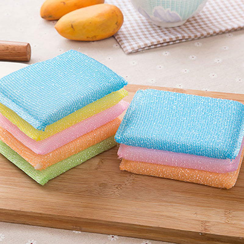 4 Pcs/set Microfiber Antibacterial Kitchen Scouring Pads Double Side Sponges Scourer Non Odor Dish Scrubber Brush