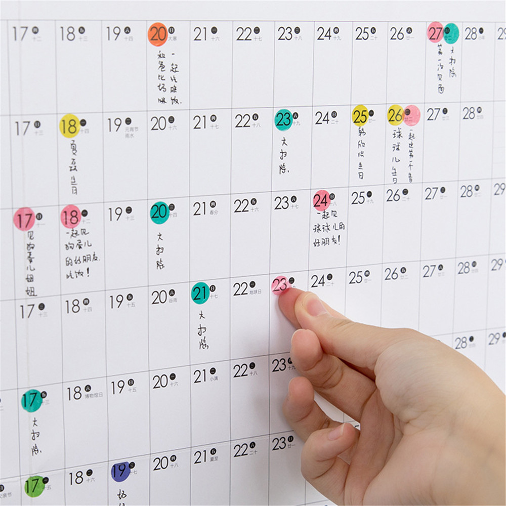2021 Year Annual Plan Calendar Daily Schedule with Sticker Dots Wall Planner Kawaii Stationery Study Planning Learning for Kids