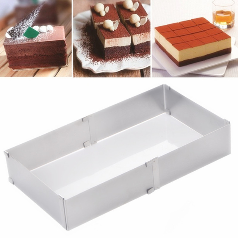 15-27.5CM Adjustable Stainless Steel Cake Square Mold Chocolate Mousse Ring Baking Accessories Cake Decorating Tools