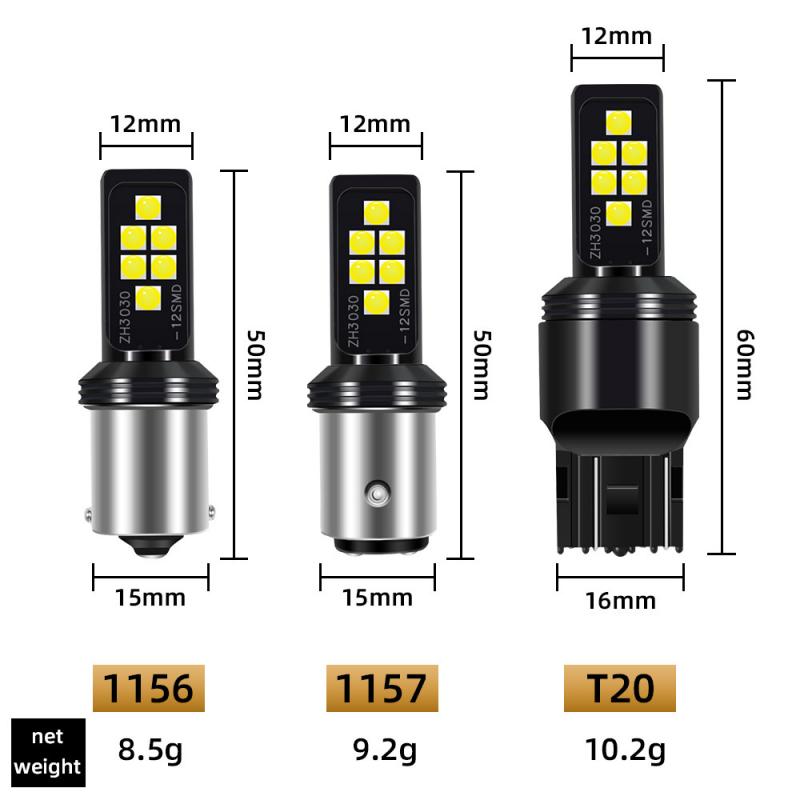 T20 1156 1157 LED Bulbs 3030 12 Smd Led CanBus No Error 1156 BA15S Led Lamp Turn Signal Car Light Auto Product Car Accessories