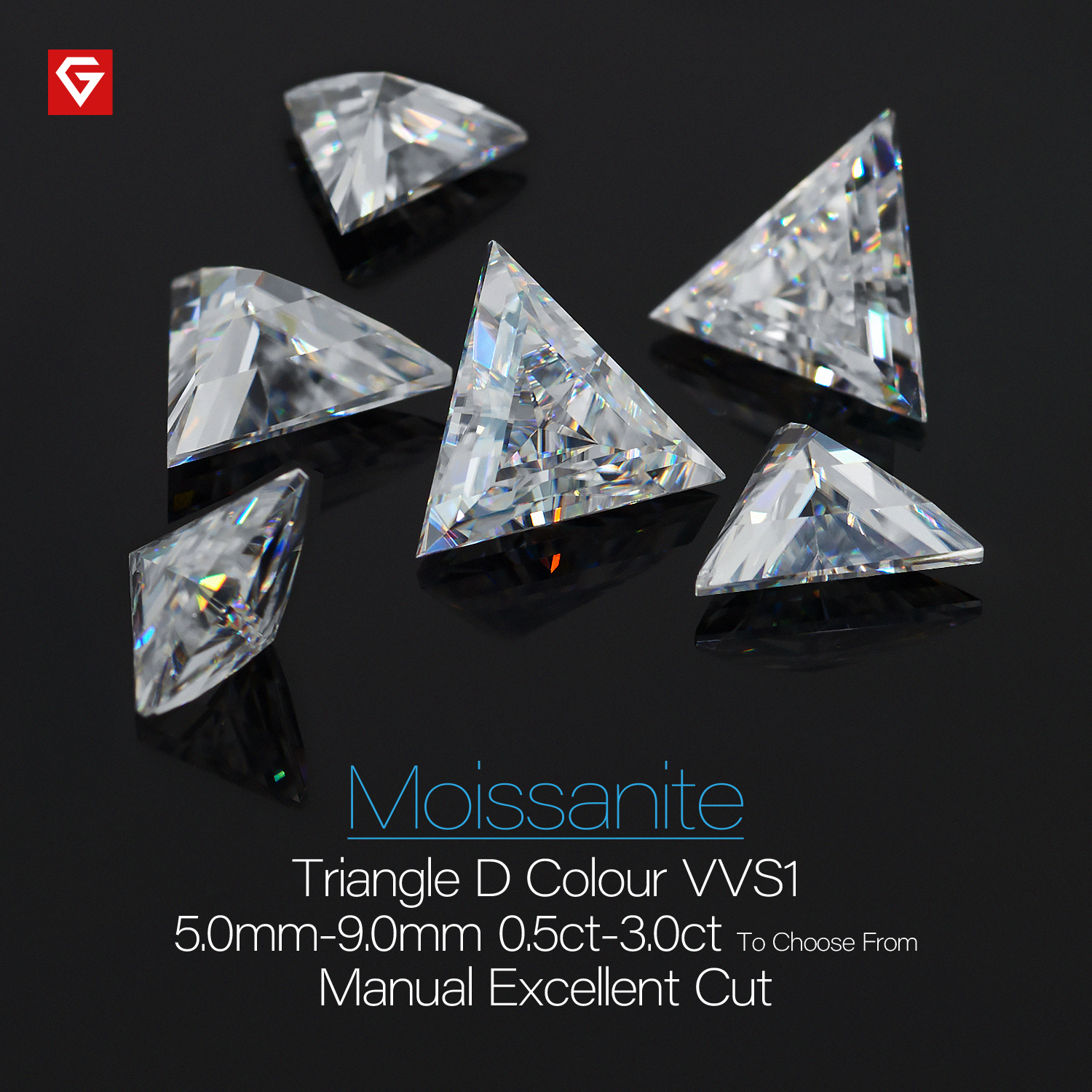 GIGAJEWE D Colour Excellent Triangle Cut Moissanite Loose Diamond Pass Tester Gems Stone For Jewelry making
