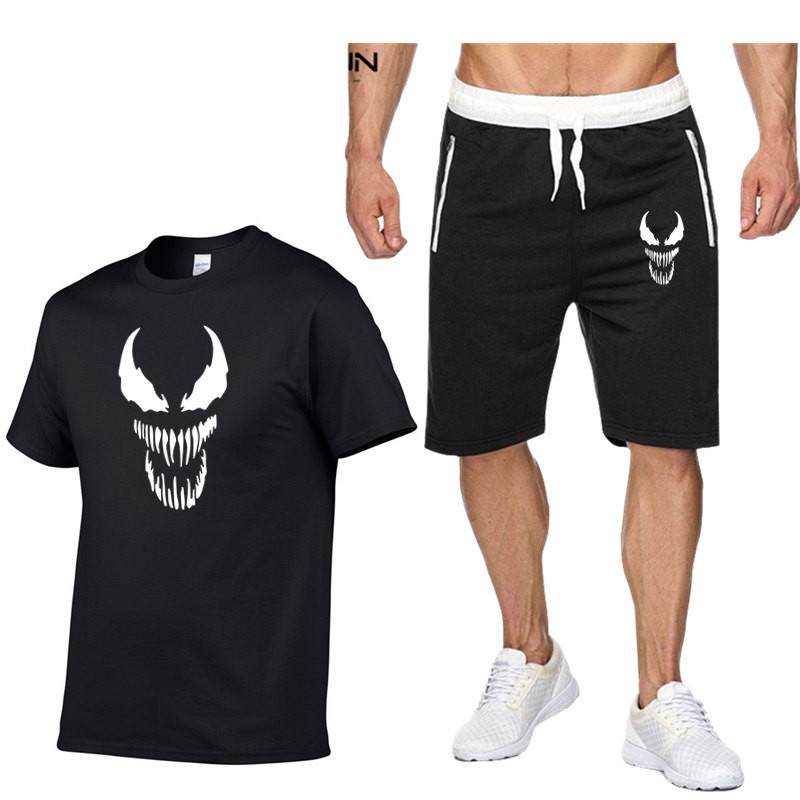 Men's T shirts Tracksuit venom 2 Pcs/Set Sports Suit Fitness Compression Clothes Running Jogging Sport Wear Exercise Workout