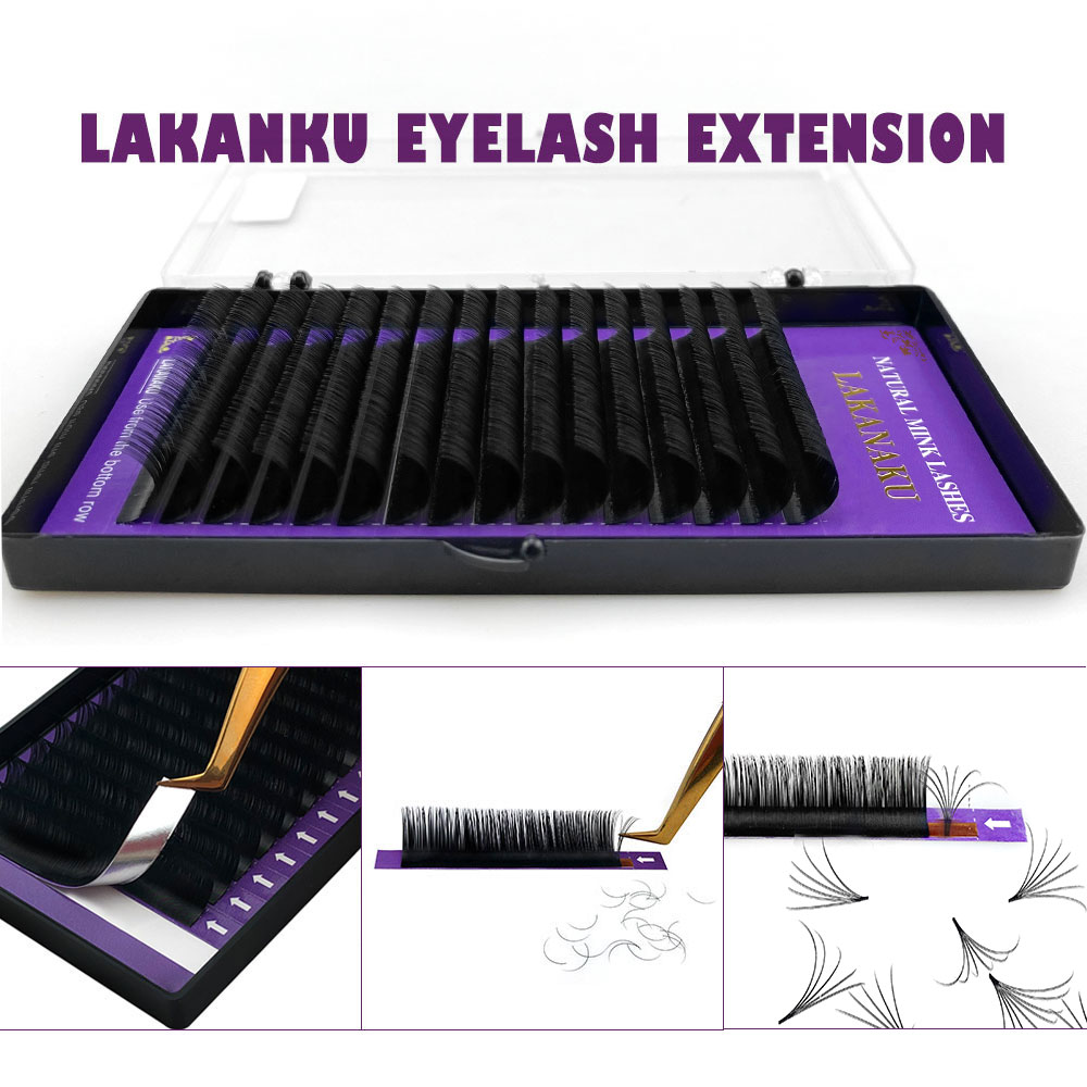 LAKANAKU 16rows Classic Individual Lashes Silk Eyelash Extension Mink Extension Volume 8-18MM Professional Makeup Eyelash