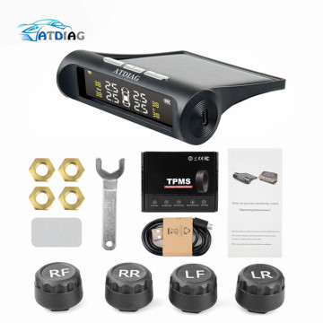 Smart Car TPMS Tire Pressure Monitoring System Solar Power Digital TMPS LCD Display USB Auto Security Alarm Tire Pressure Sensor