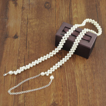 TRiXY S398 Elegant Pearls Belt Wedding Belts Pearl Beaded Bridal Belts Bridal Sashes Wedding Accessories for Bridal Dress Belts