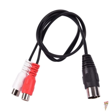 MIDI DIN 5P Male to 2 RCA Phono Female Socket Jack MF Audio Cable 0.5M