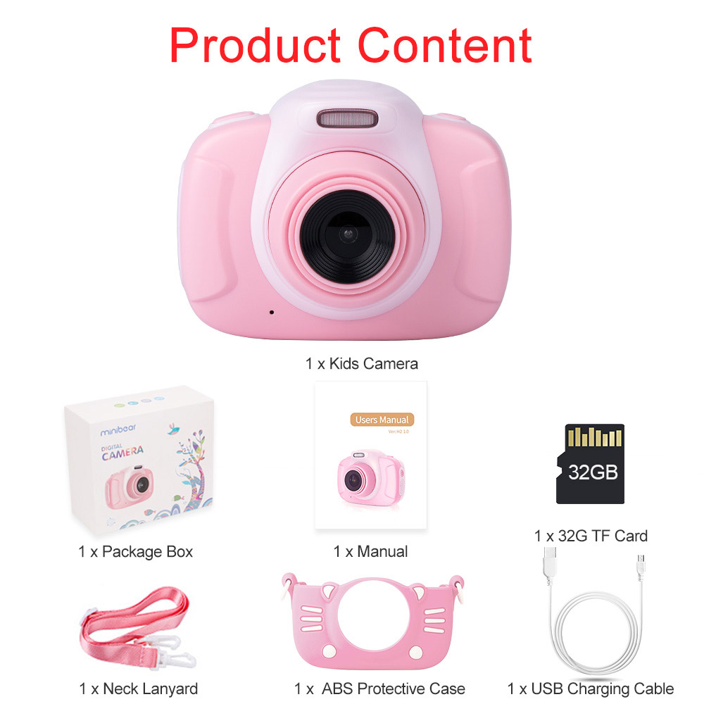 Minibear Children Camera For Kids Digital Camera For Children 1080P HD Video Camera Toy For Children Birthday Gift For Girl Boys