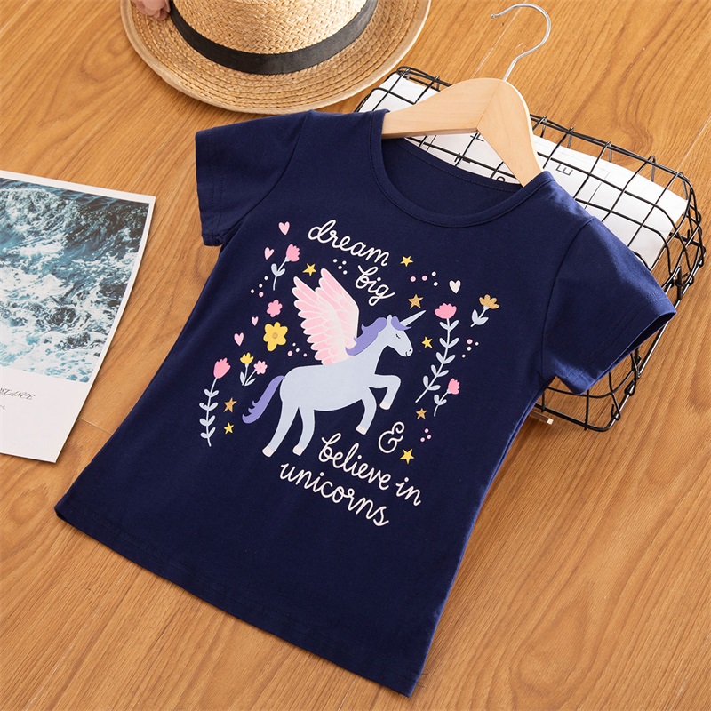 Unisex Baby Summer T Shirt Unicorn Printed Rainbow Tops Tees Kids Children Casual Clothing Comfy T-shirt For Girls Boys Shirts