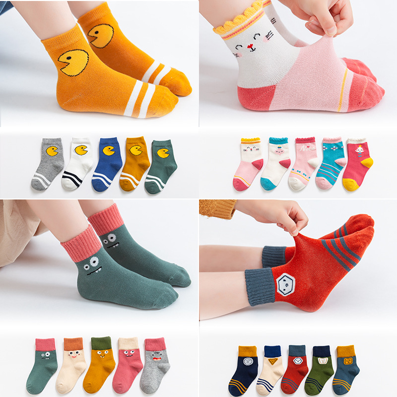 5 Pairs/Lot Cotton Kids Socks Warm Winter Cute Cartoon Baby Girl Boy Socks Breathable Thicken Toddler Infant Socks For 1-12 Yrs