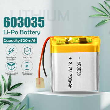 3.7V 700mAh 603035 Lithium Polymer Li-Po li ion Rechargeable Battery For mp3 mp4 mp5 Tachograph Car DVR Bluetooth Earphone GPS