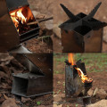 18x11.5x5.5CM Outdoor Rocket Stove Mini Stainless Steel Folding Lightweight Picnic BBQ Camping Hiking Cooking Burning Wood Stove
