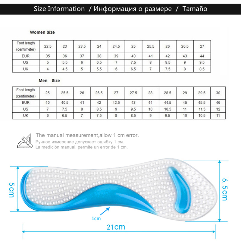 Silicone Gel 3/4 length Insole for High Heels Arch Support Orthopedic Shoe Sole Foot Pain Relief Ball of Cushion Inserts Women