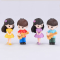 2PCS Guitar Boy Girl Lover Miniature Figurine Doll House Mini Fairy Garden Decoration Cartoon Cake Ornament Toy DIY Accessories