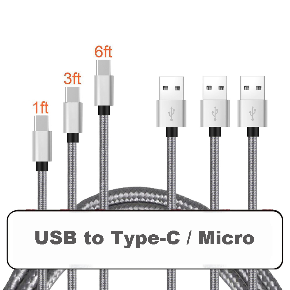0.25m 1m 2m USB Micro Type C Charge Cable for Android Mobile Phone Charging Cable Micro Type- C USB Cable 2A Fast Charge