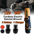 3/8'' 12V 90° Electric Powerful Cordless Ratchet Right Angle Wrench Tool Set 45Nm LED Job Light Lightweight Wrench Household