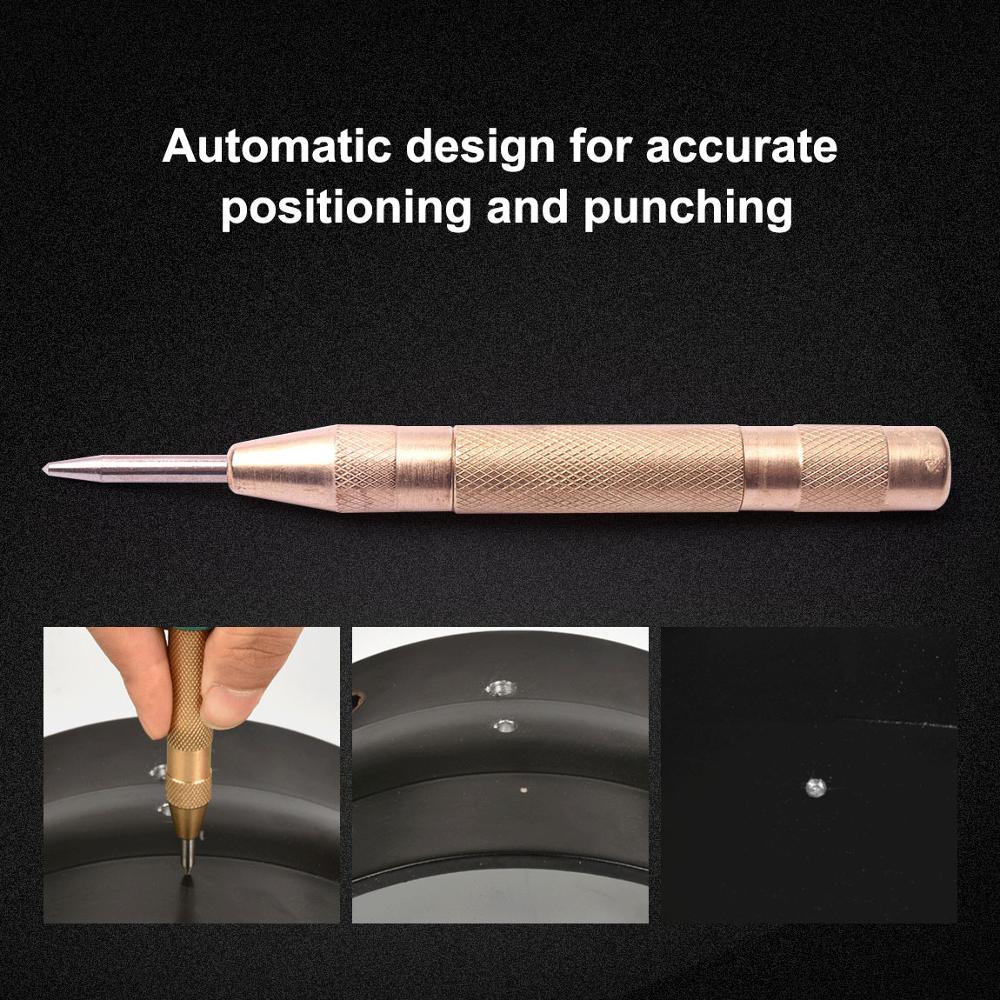 Automatic Centre Punch 5.12'' Automatic Center Pin Punch Strike Spring Loaded Marking Starting Holes Tool Chisel for Steel Wood