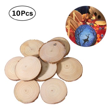 10pcs7-9cm Fuhaieec Unfinished Natural Wood Circles with Tree Bark Log Discs for DIY Craft Christmas Rustic Wedding Decor