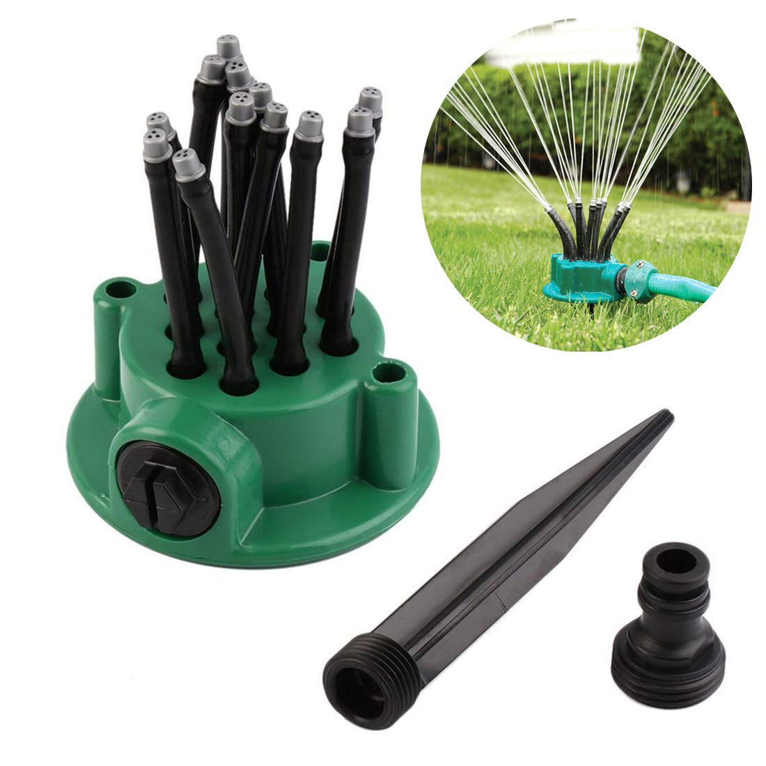 Garden Sprinklers Automatic Watering Grass Lawn 360 Degree Rotating Water Sprinkler 12 Nozzles Pipe Hose Spray Irrigation Tool