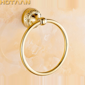 Towel Ring Luxury Flower Carved Gold Towel Ring Towel Holder Lavatory Towel Bar Bathroom Accessories Home Decoration YT-12991
