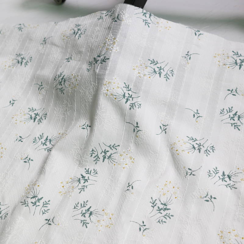 100cm*140cm Floral Jacquard Embroidery Cotton Gauze Stripe Dress Fabric Children
