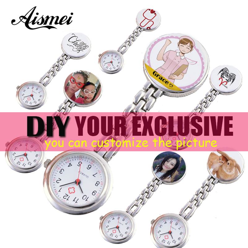 Customized Pocket Watch Personalized Pictures Customized Logo Stainless Steel Commemorate Pocekt watches Nurse Watch Best Gift